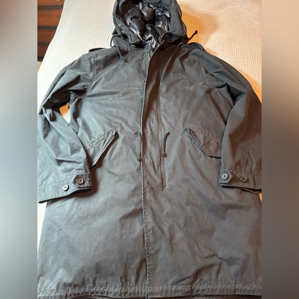 Aritzia Community Black Hooded Jacket, sz L removable lining, no fur - Picture 6 of 7
